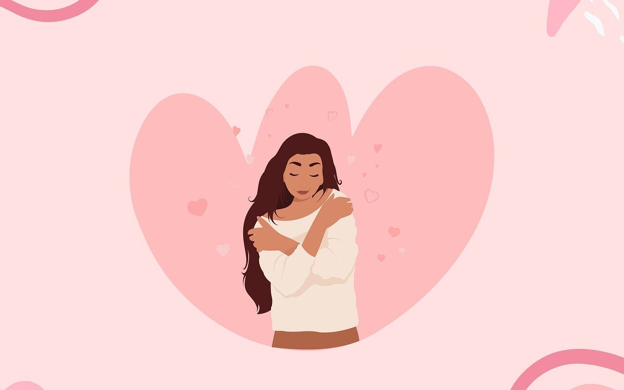 Image source: https://pixabay.com/illustrations/woman-hug-heart-self-love-8144573/